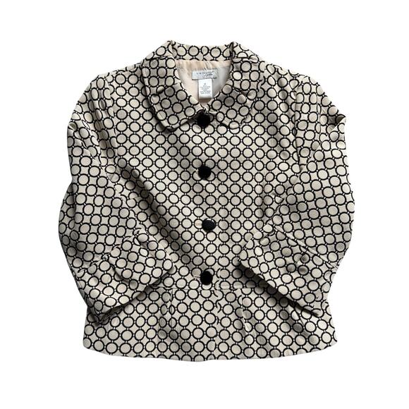 Kim Rogers Jackets & Blazers - Kim Rogers Signature Cream Black Print Blazer Size Medium Button Front Jacket